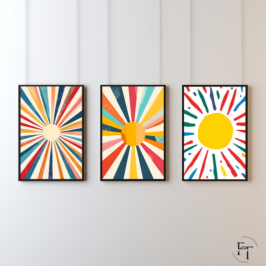 Colorful Sunshine Abstract - Set of 3