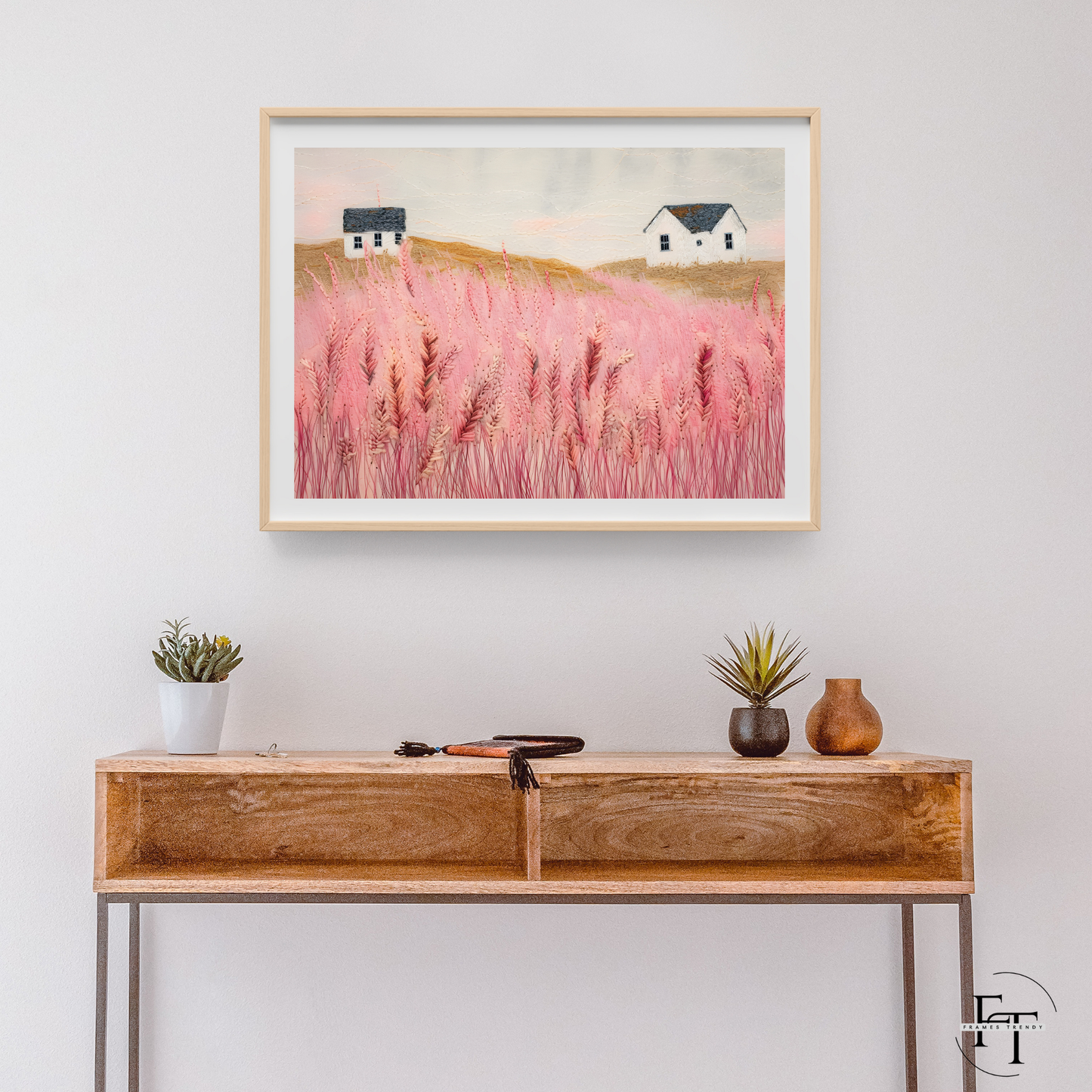 Serene Pink Fields - Tranquil Landscape Wall Art