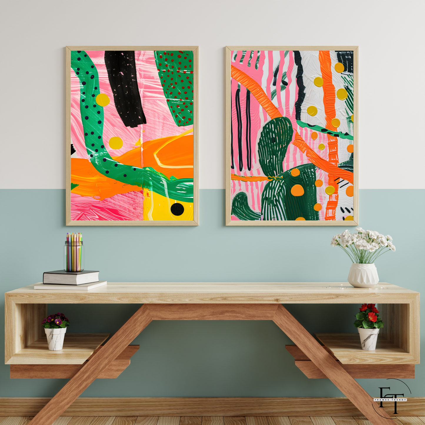 Vivid Harmony Duo - Abstract Wall Art Set