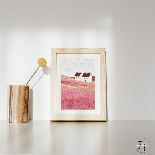 Blush Meadows - Minimalist Landscape Wall Art