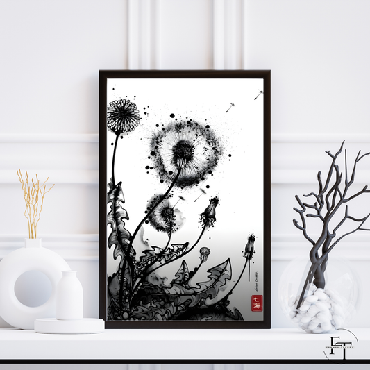 Monochrome Dandelions - Wall Art