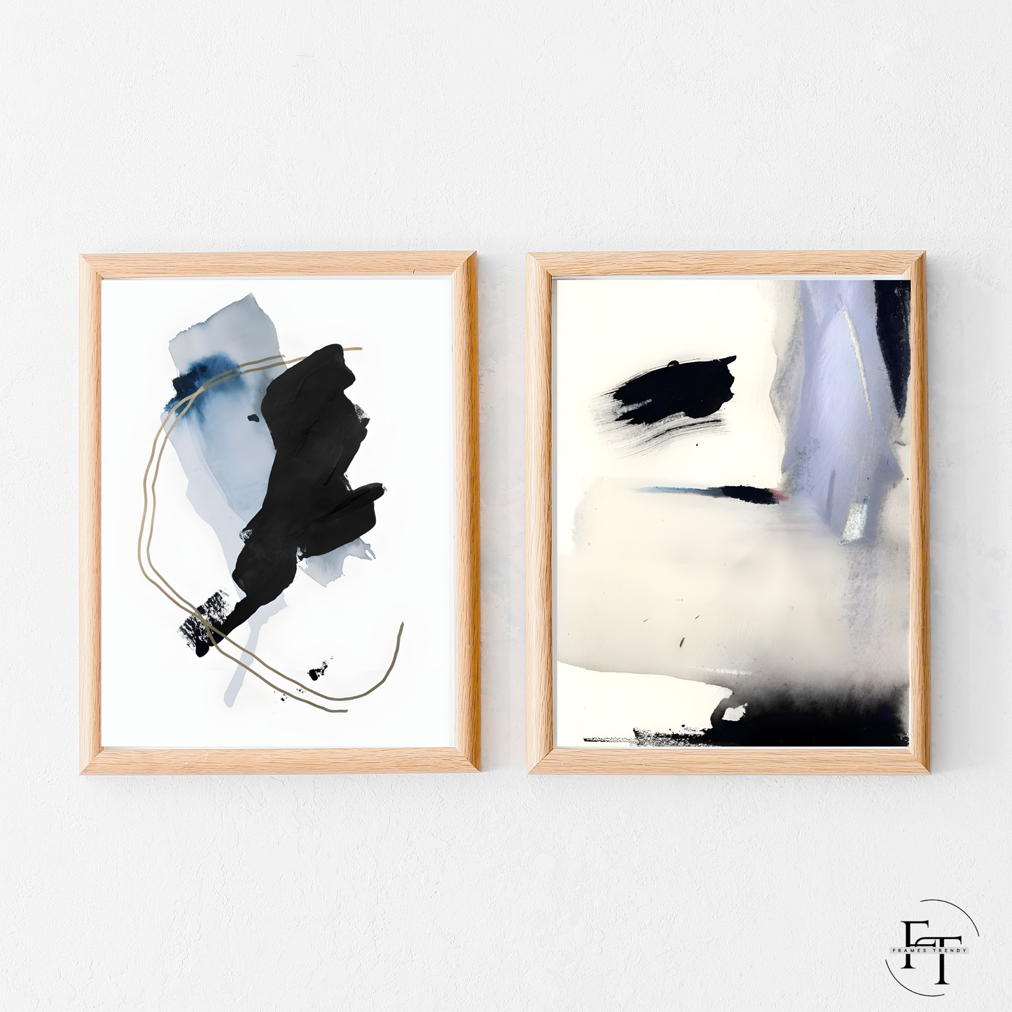 Serene Brush - Abstract Expression- Set of 2