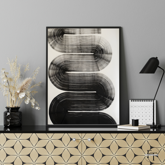 Dynamic Waves - Abstract Monochrome Art