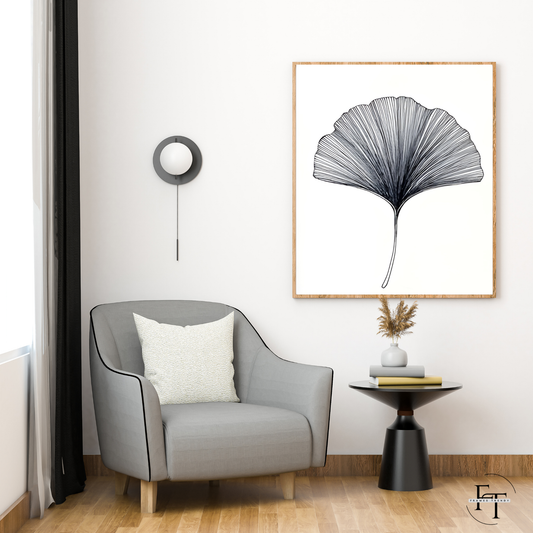 Elegant Ginkgo Leaf - Minimalist Botanical Wall Art