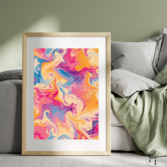 Vibrant Abstract Swirl - Framed Print